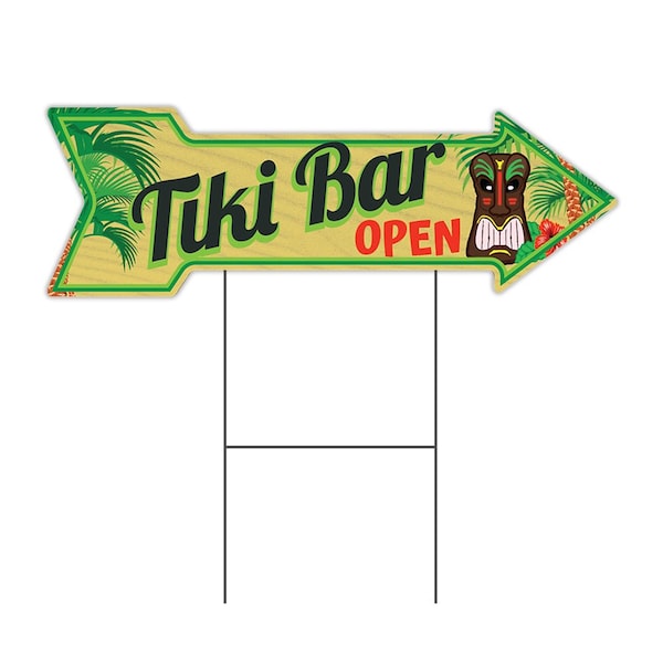 Tiki Bar Arrow Yard Sign Funny Home Decor 30in Wide
